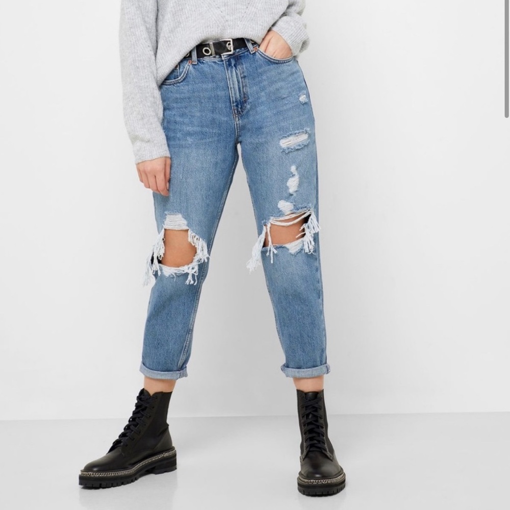 TOPSHOP Mom Petite High Waisted Jeans